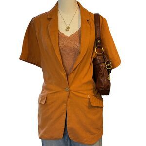 Free People Short Sleeve Blazer Medium Rust Cottage Core Business Casual Summer